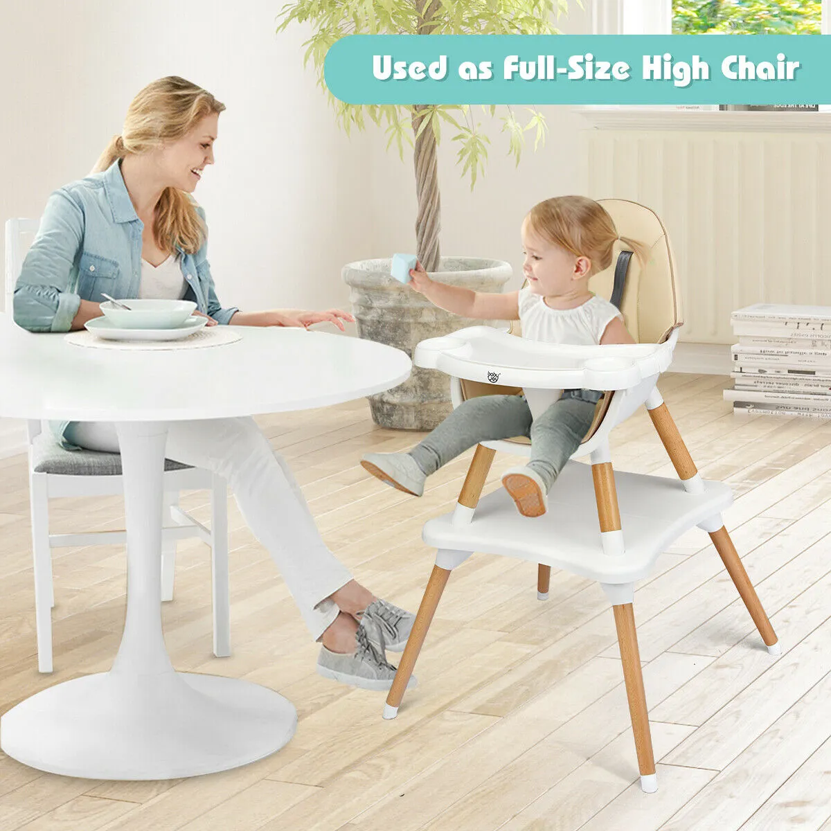 4 in 1 Baby High Chair Infant  Feeding Seat-Khaki